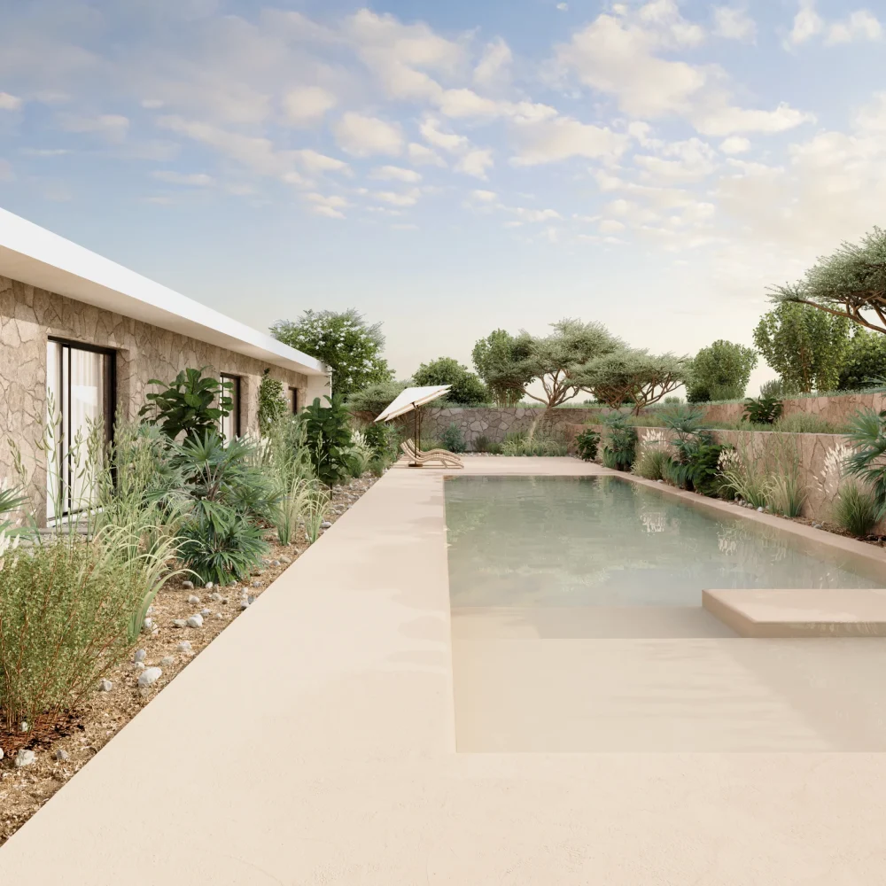 Render piscina estilo mediterraneo 2